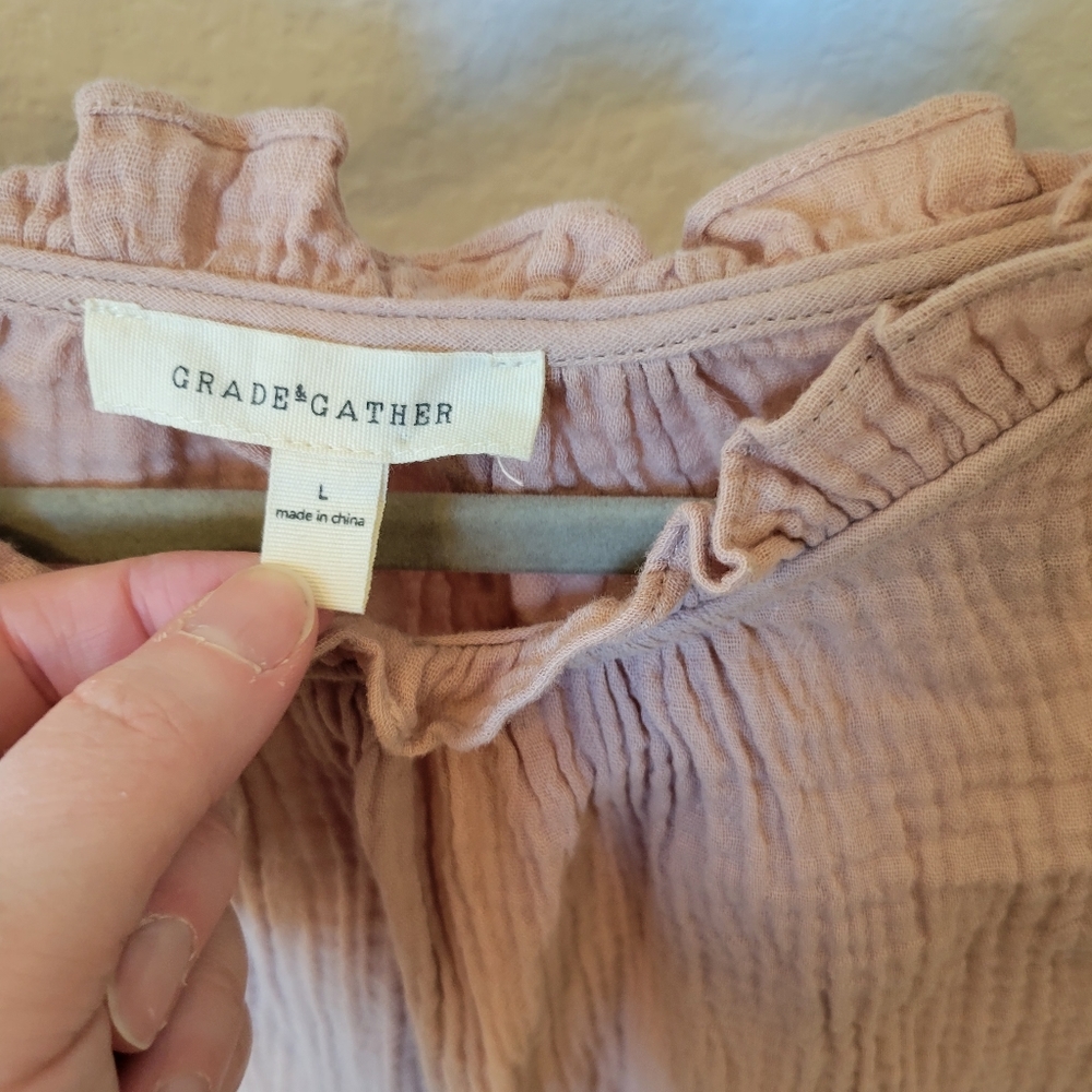 Grade & Gather Pink Ruffle Top - Picture 2 of 3